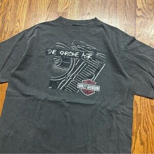 Vintage Harley Davidson The Chrome Age T-Shirt Grey 1996 Size Large Made In USA